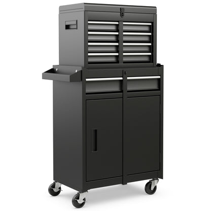 2-in-1 Tool Chest Cabinet, 5 Sliding Drawers, Black Garages at Gallery Canada