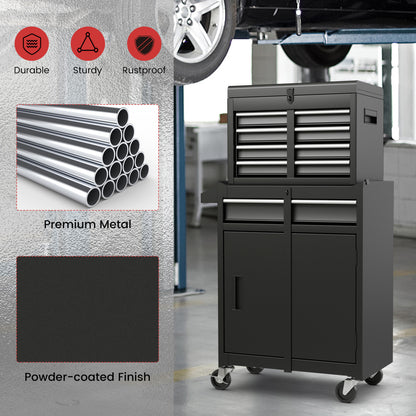 2-in-1 Tool Chest Cabinet, 5 Sliding Drawers, Black Garages at Gallery Canada