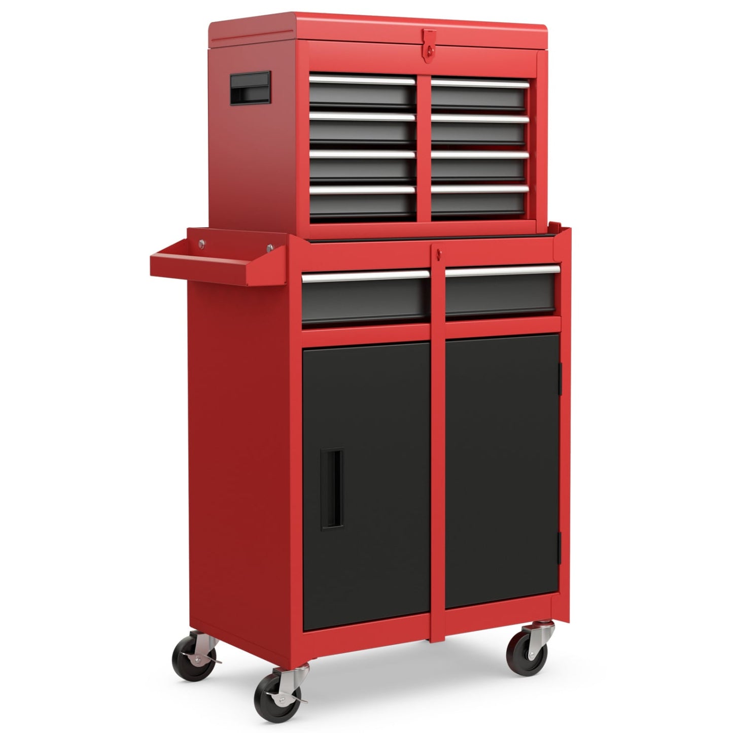 2-in-1 Tool Chest Cabinet, 5 Sliding Drawers, Red, Black Garages Black & Red at Gallery Canada