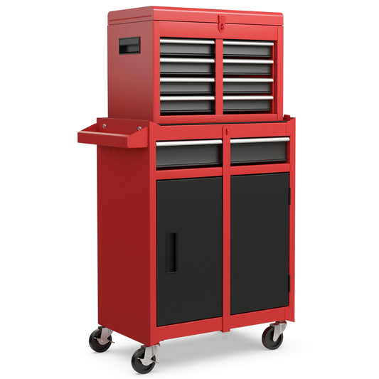2-in-1 Tool Chest Cabinet, 5 Sliding Drawers, Red, Black Garages Black & Red at Gallery Canada