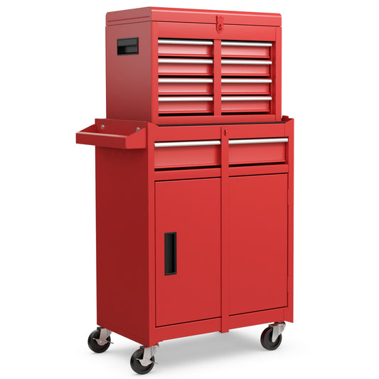 2-in-1 Tool Chest Cabinet, 5 Sliding Drawers, Red Garages Red at Gallery Canada