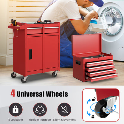 2-in-1 Tool Chest Cabinet, 5 Sliding Drawers, Red Garages at Gallery Canada