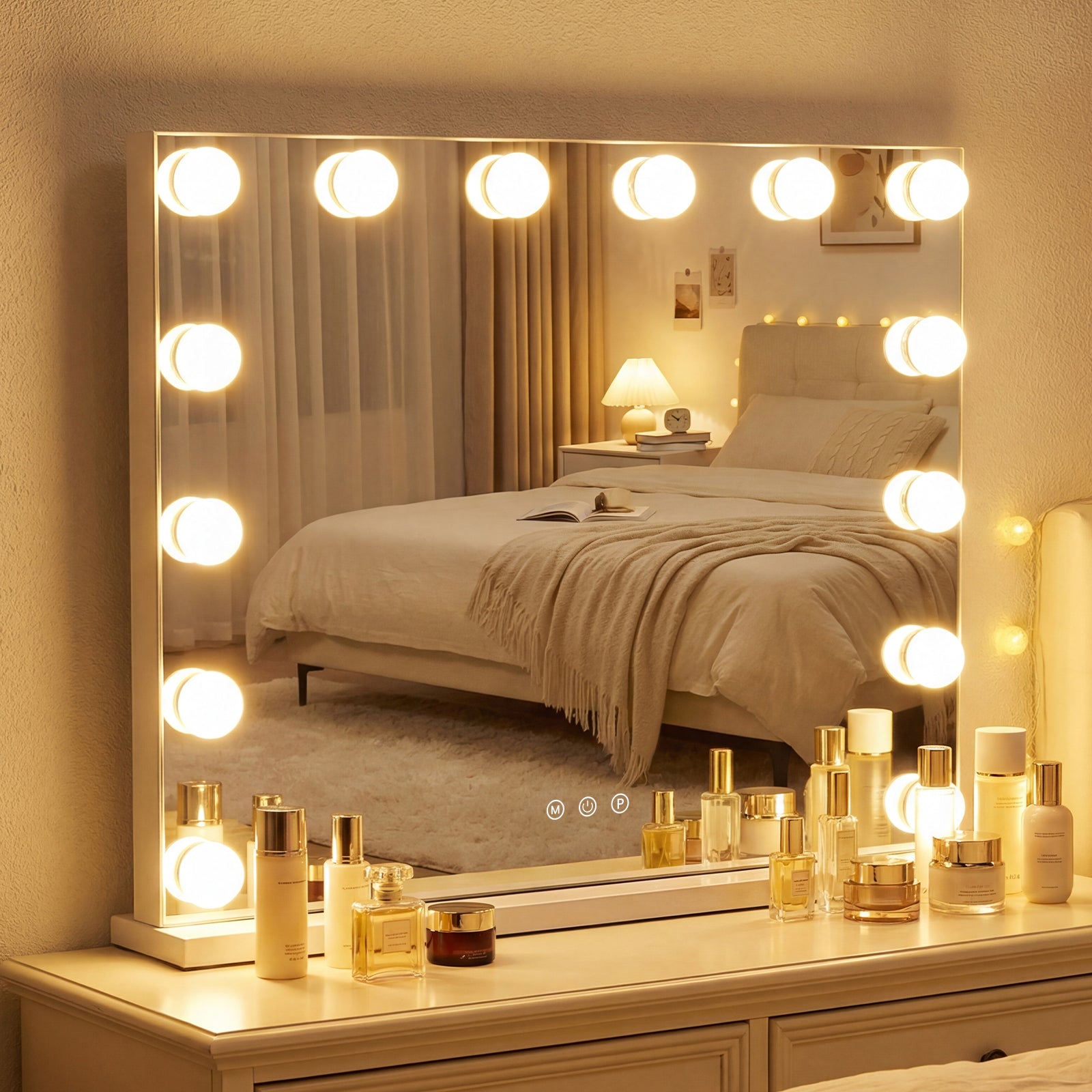 Vanity Mirror With 14 Dimmable LED Bulbs, Silver Wall Mirrors at Gallery Canada