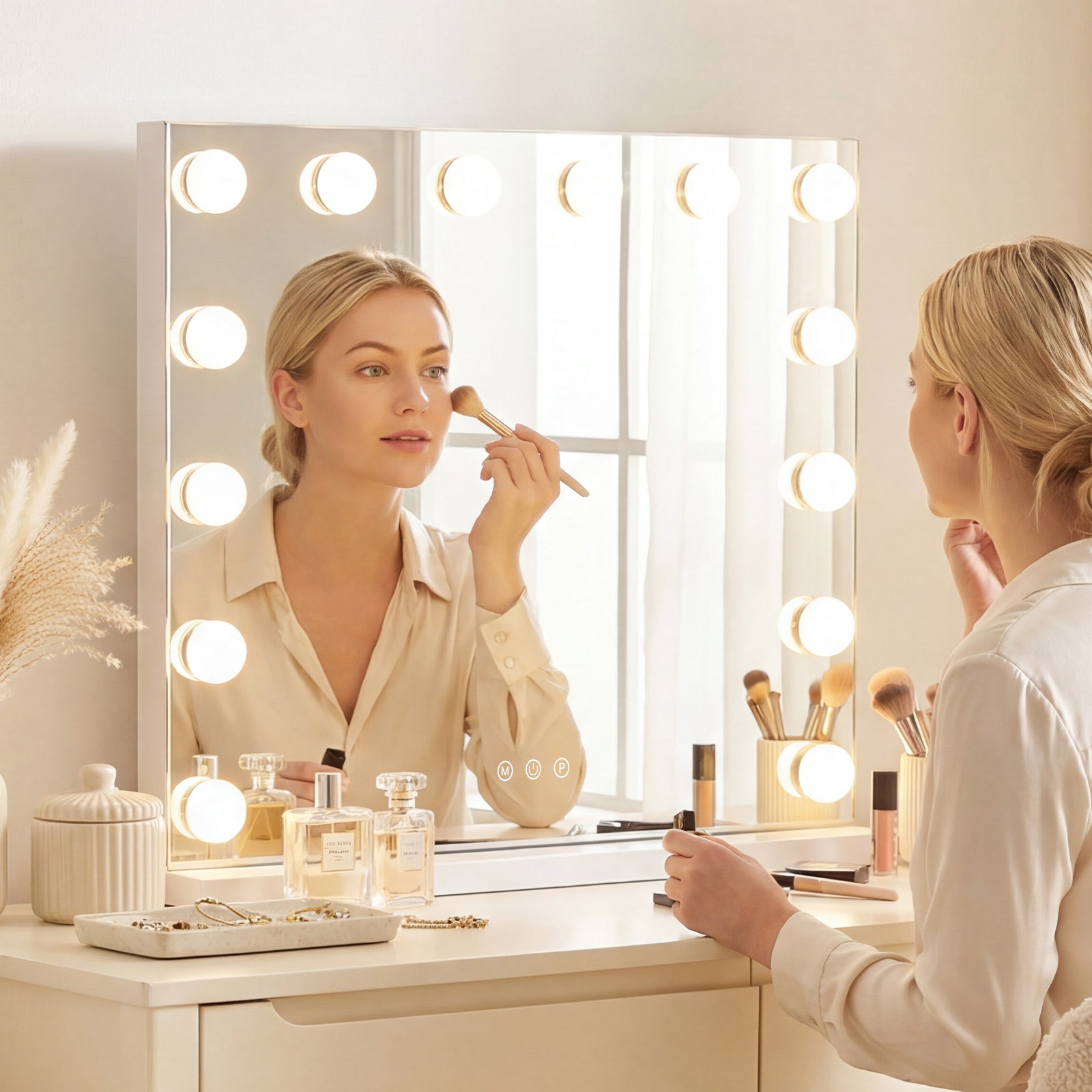 Vanity Mirror With 14 Dimmable LED Bulbs, Silver Wall Mirrors at Gallery Canada