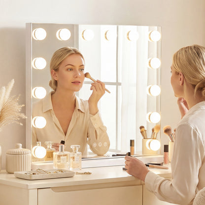 Vanity Mirror With 14 Dimmable LED Bulbs, Silver Wall Mirrors at Gallery Canada