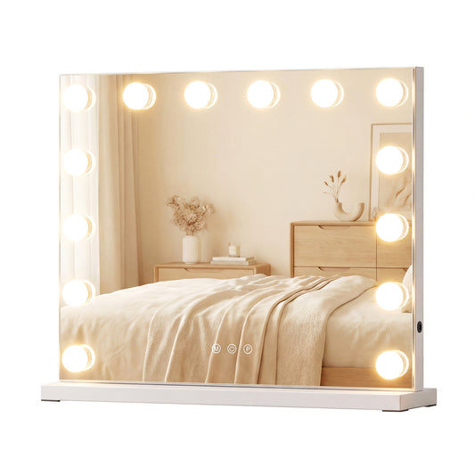 Vanity Mirror With 14 Dimmable LED Bulbs, Silver Wall Mirrors Silver at Gallery Canada