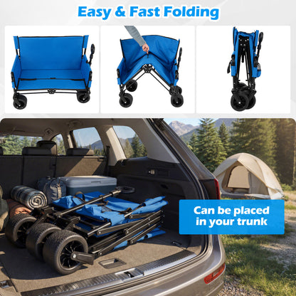 2-in-1 Wagon Bench Seat Combo, Collapsible Beach Cart, Blue