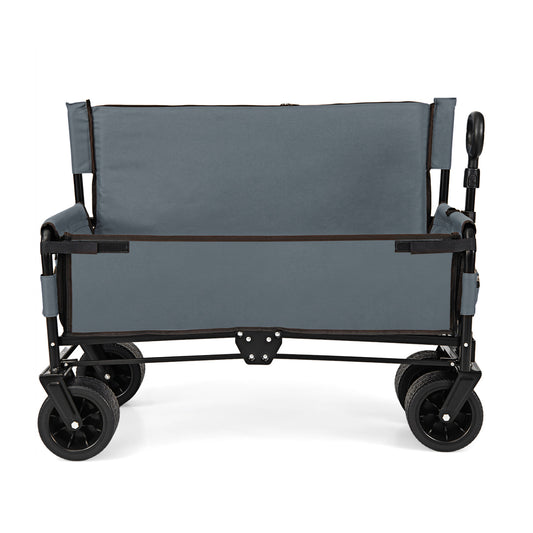 2-in-1 Wagon Bench Seat Combo, Collapsible Beach Cart, Gray