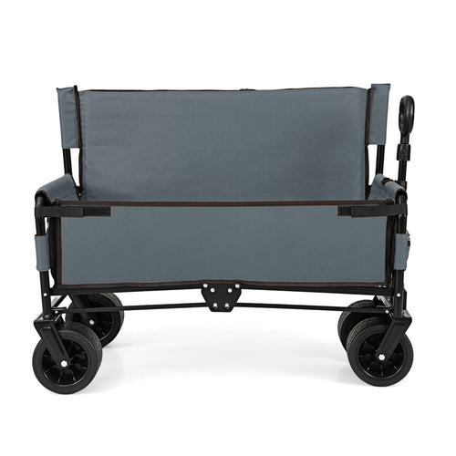 2-in-1 Wagon Bench Seat Combo, Collapsible Beach Cart, Gray