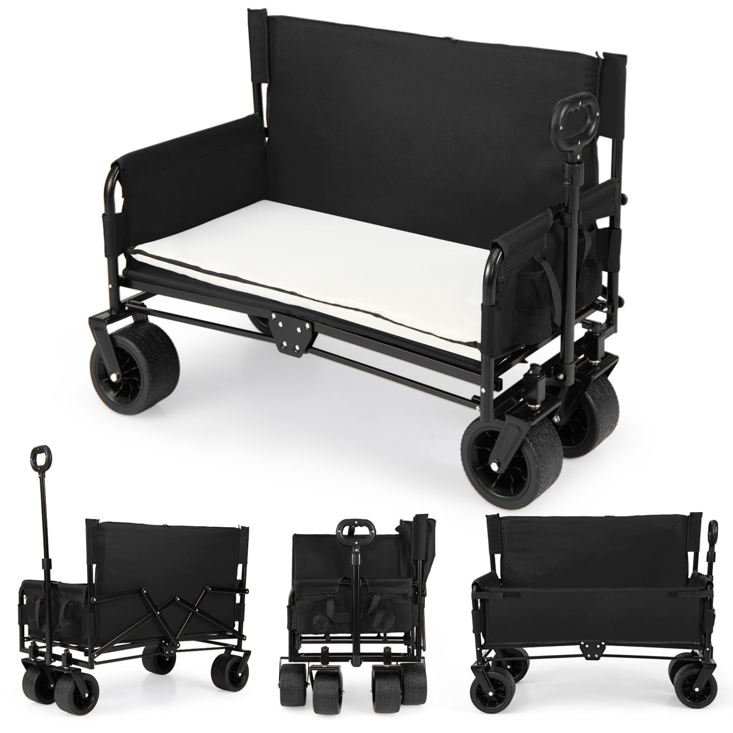 2-In-1 Collapsible Wagon Bench Seat, Black Camping Furniture at Gallery Canada