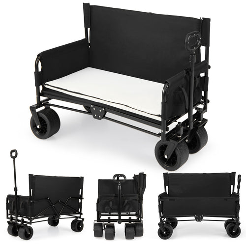 2-In-1 Collapsible Wagon Bench Seat, Black