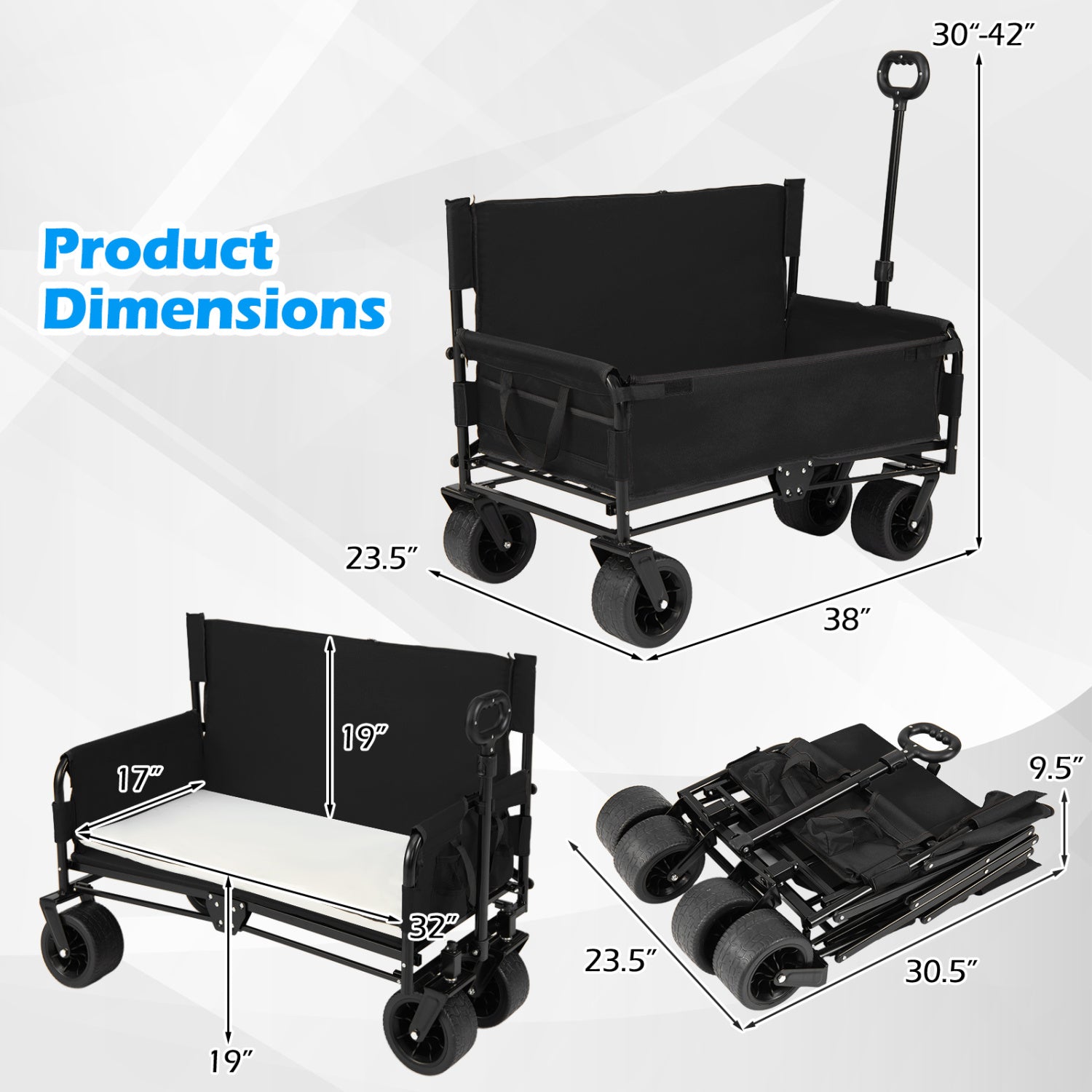 2-In-1 Collapsible Wagon Bench Seat, Black Camping Furniture at Gallery Canada