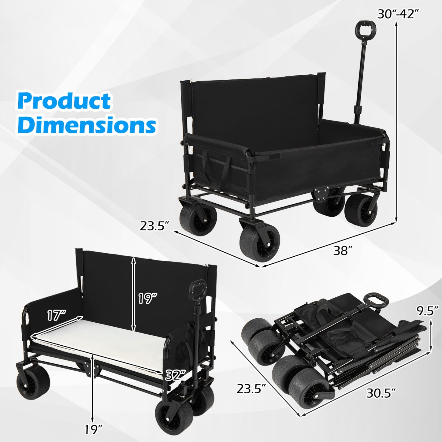 2-In-1 Collapsible Wagon Bench Seat, Black Camping Furniture at Gallery Canada