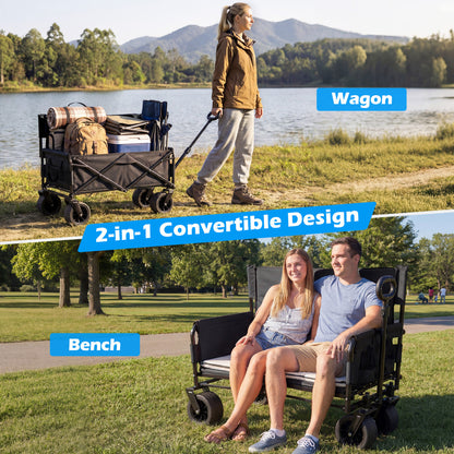 2-In-1 Collapsible Wagon Bench Seat, Black Camping Furniture at Gallery Canada