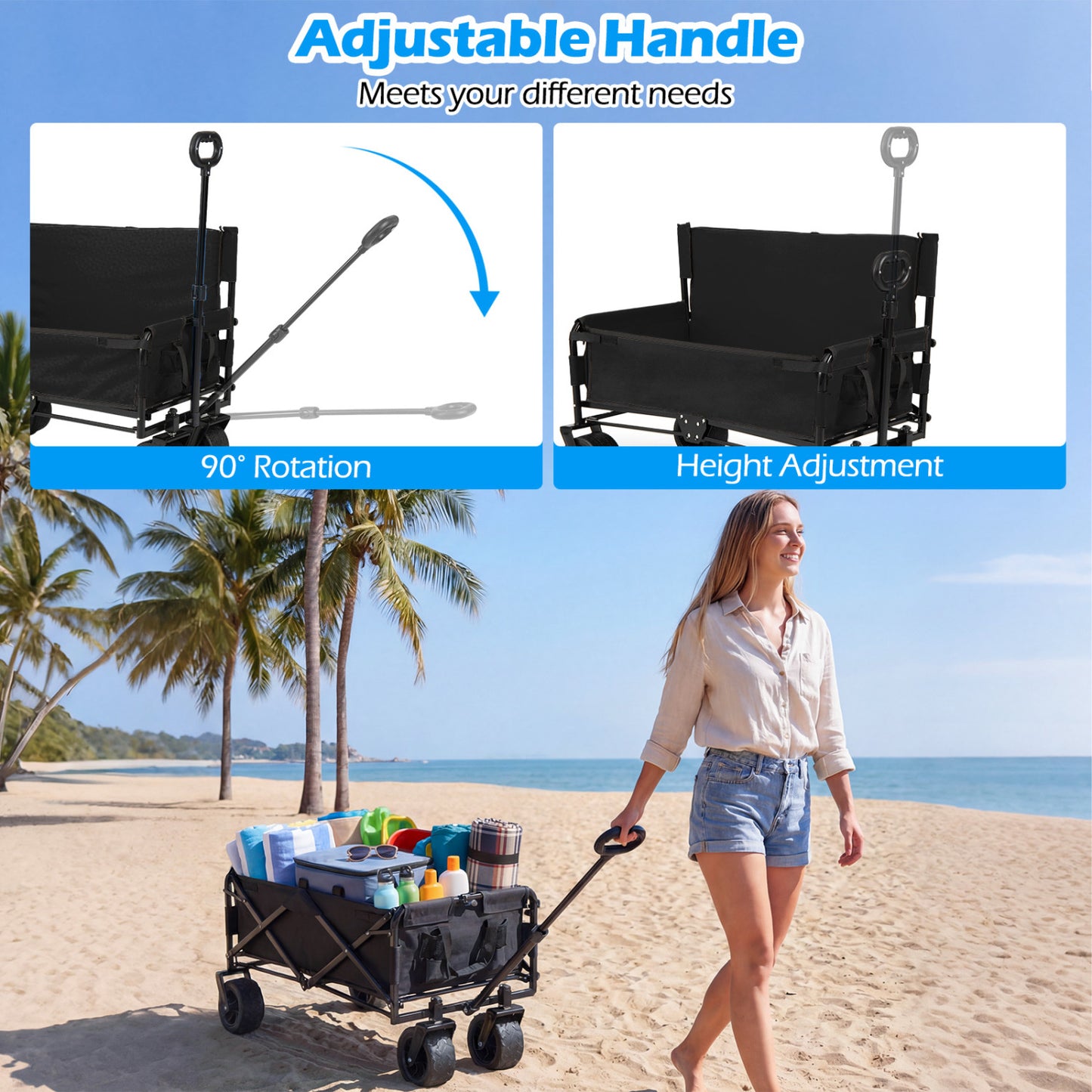 2-In-1 Collapsible Wagon Bench Seat, Black Camping Furniture at Gallery Canada