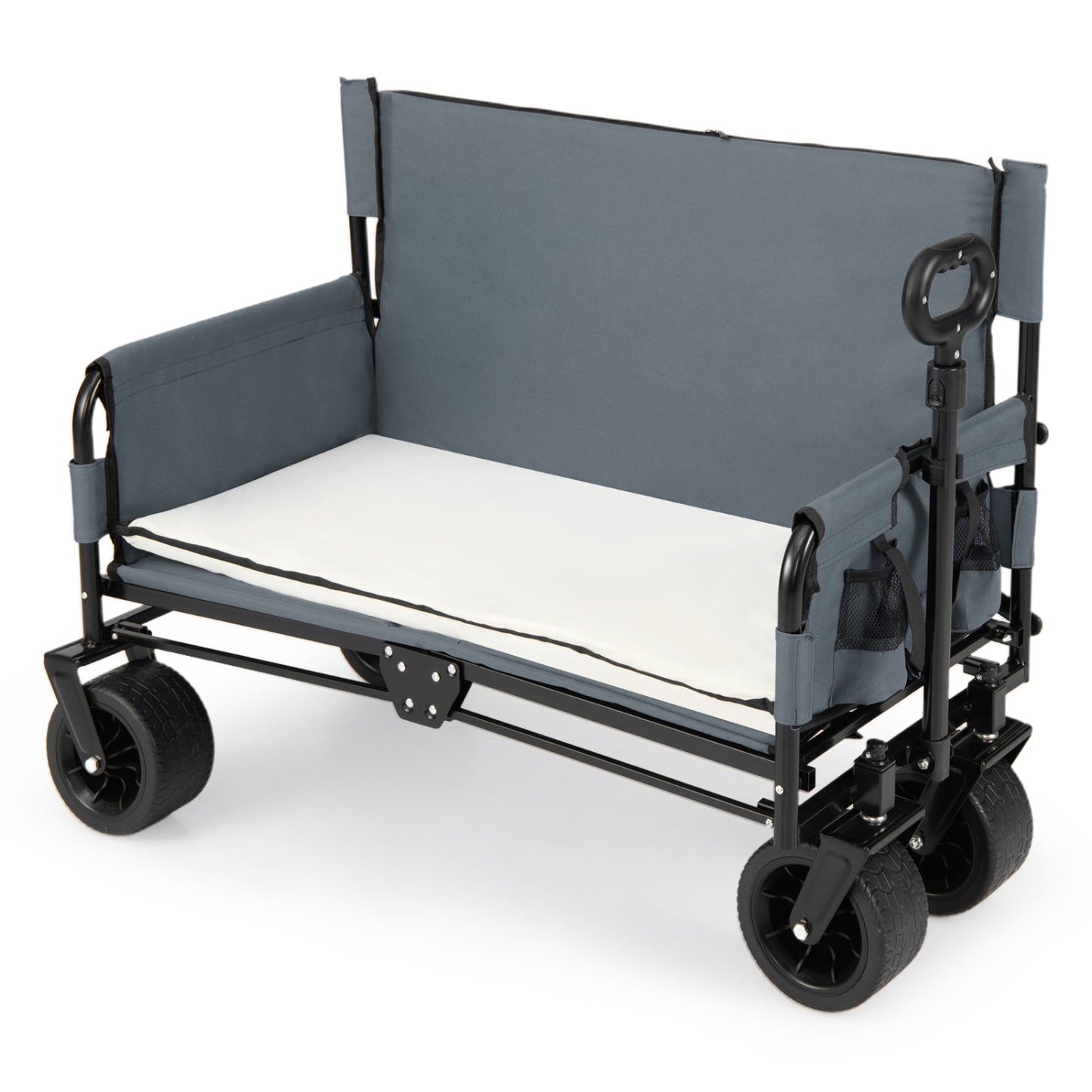 2-in-1 Wagon Bench Seat Combo, Collapsible Beach Cart, Gray Camping Furniture at Gallery Canada