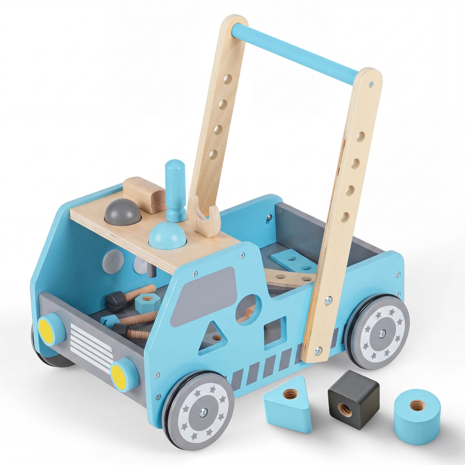 2-in-1 Wooden Baby Walker with Adjustable Speed and Bottom Storage, Blue Baby Activity at Gallery Canada