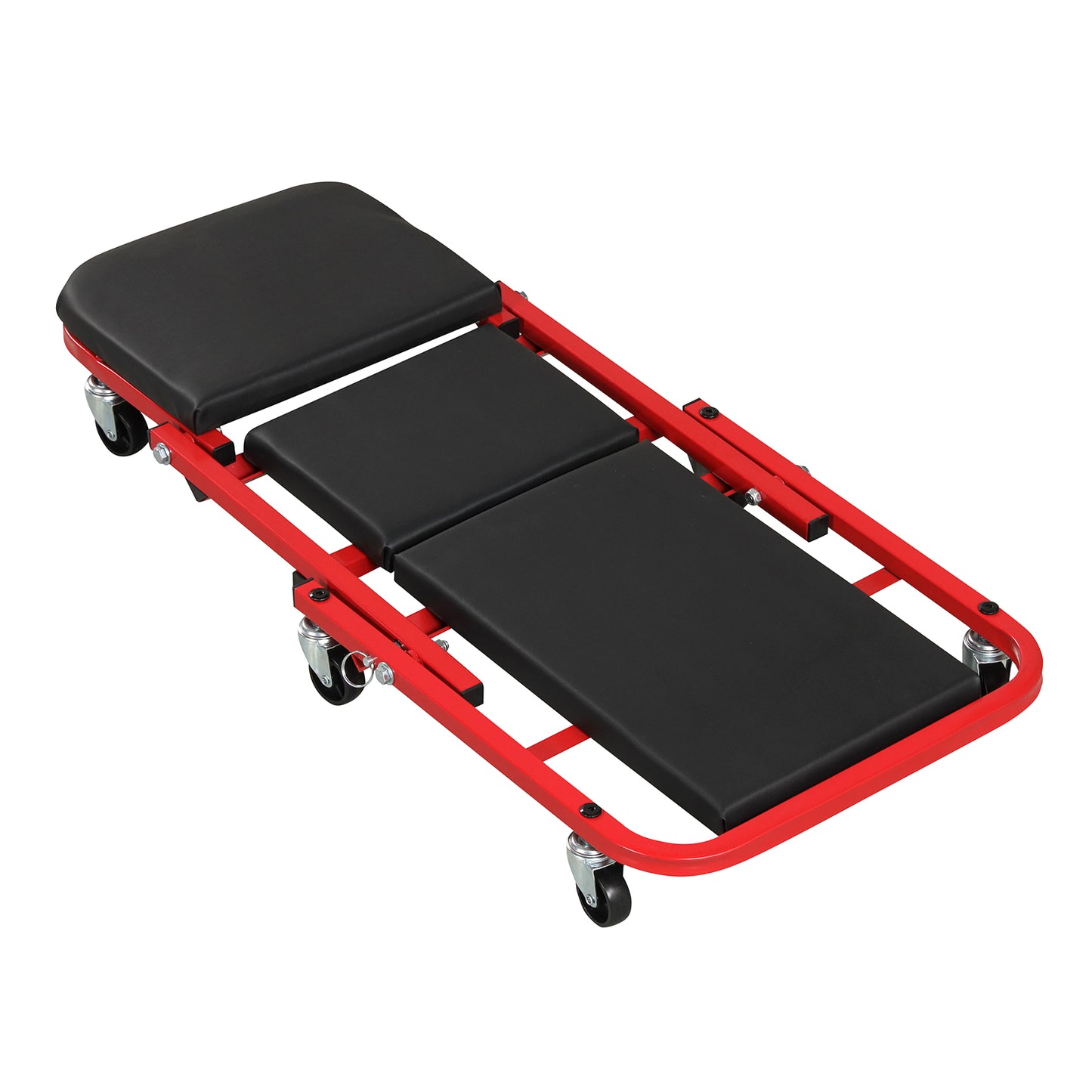 2-in-1 Z-Shaped Rolling Garage Stool, 36" Folding Automotive Creeper, Red Garages at Gallery Canada