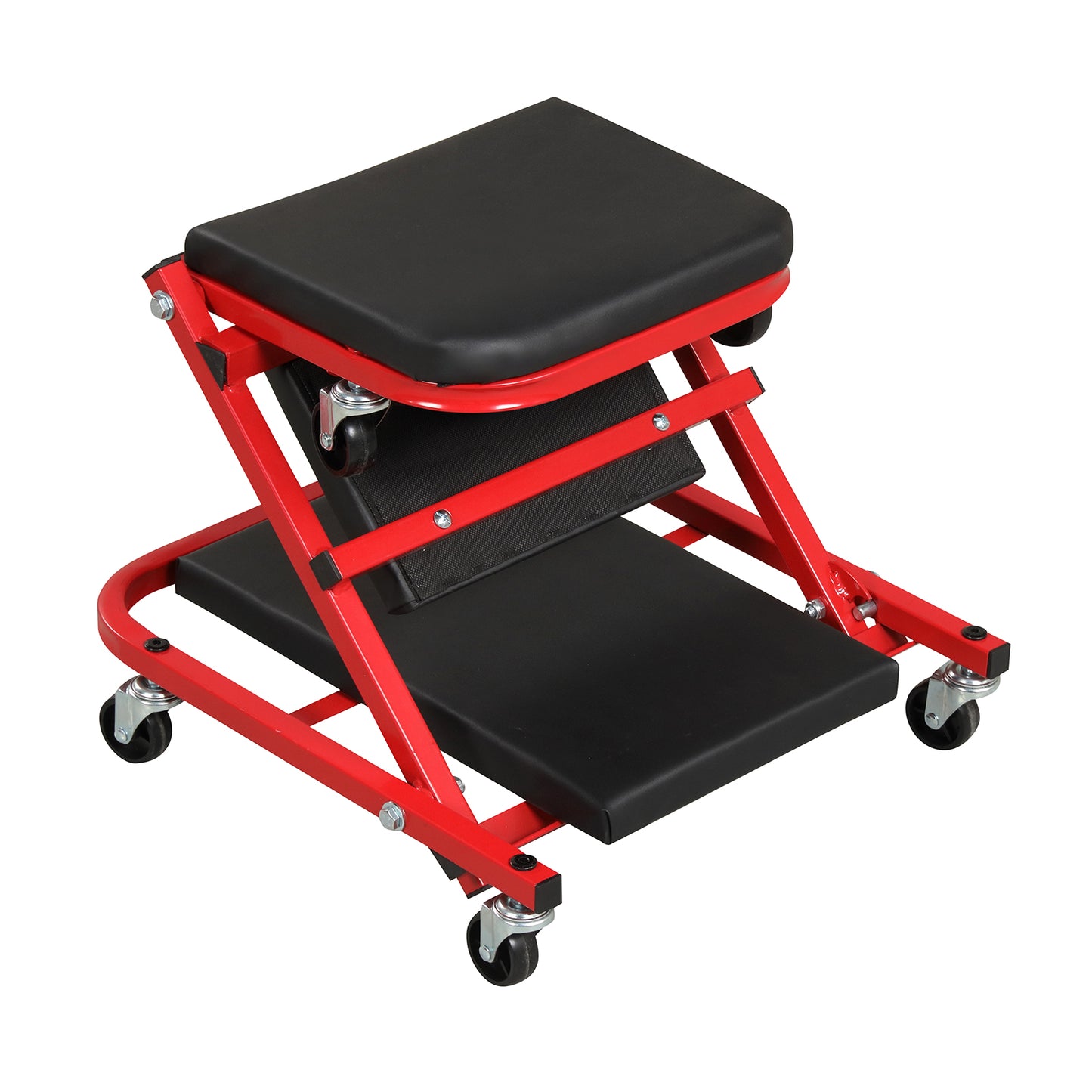 2-in-1 Z-Shaped Rolling Garage Stool, 36" Folding Automotive Creeper, Red Garages at Gallery Canada