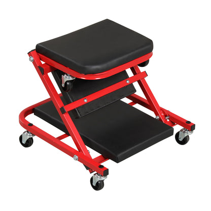 2-in-1 Z-Shaped Rolling Garage Stool, 36" Folding Automotive Creeper, Red Garages at Gallery Canada