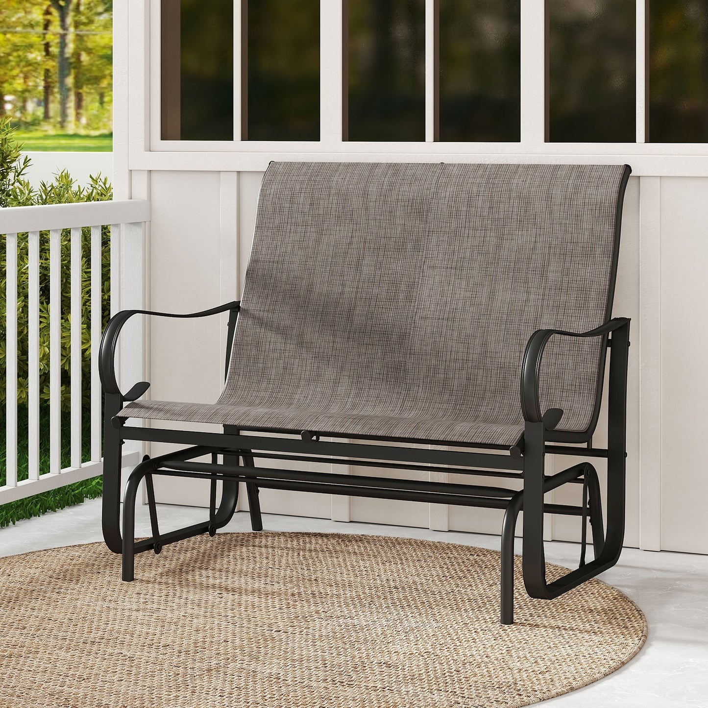 2-Person Outdoor Glider Bench with High Backrest, Brown Patio Rocking Chairs & Gliders at Gallery Canada