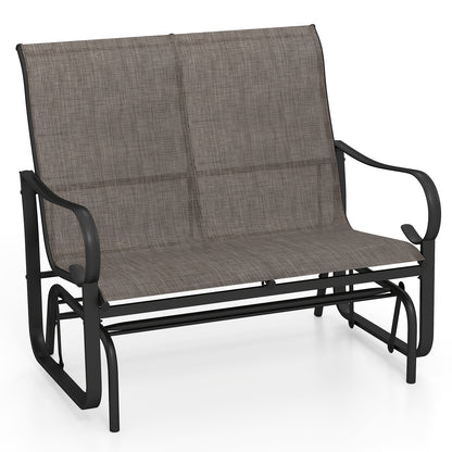2-Person Outdoor Glider Bench with High Backrest, Brown Patio Rocking Chairs & Gliders Brown at Gallery Canada