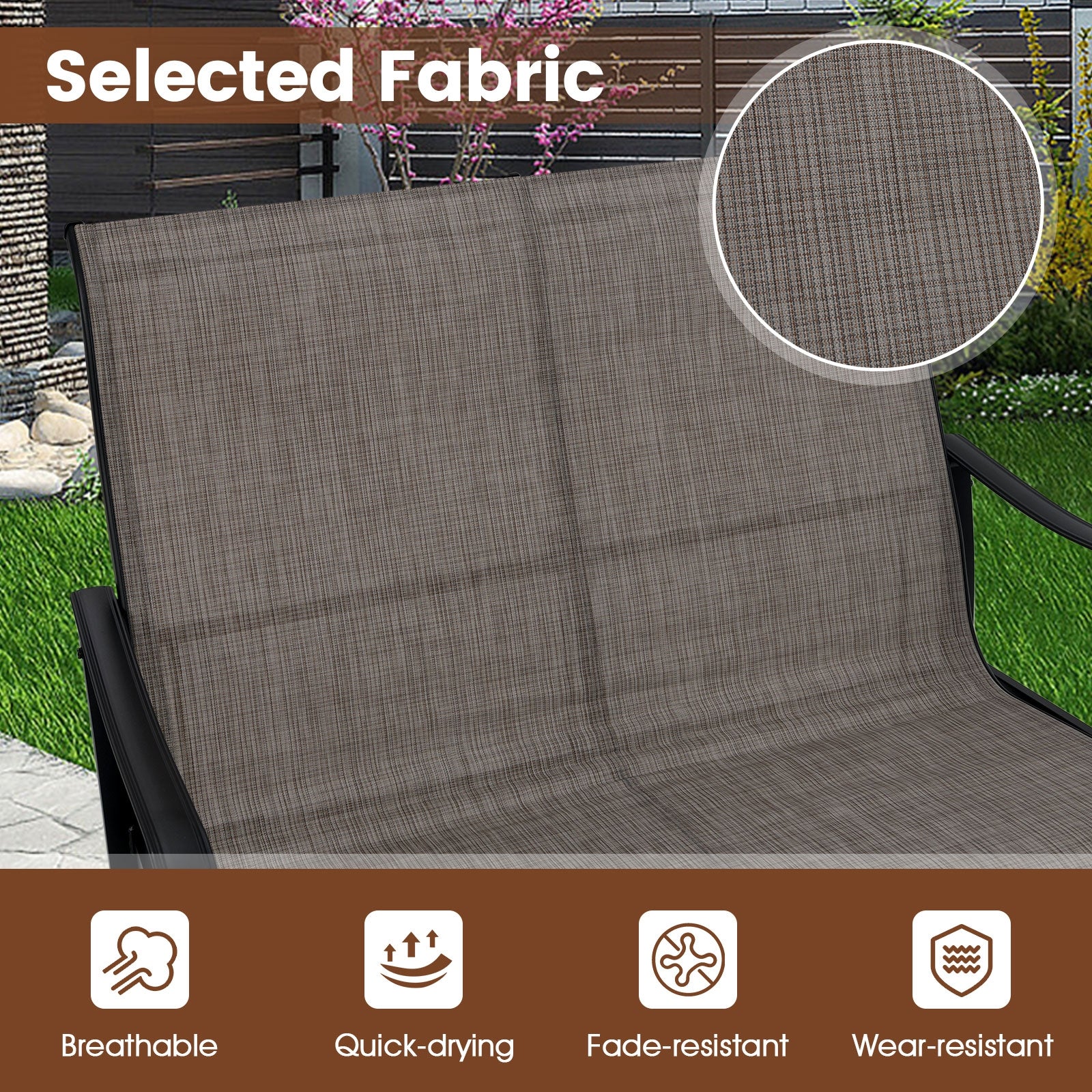 2-Person Outdoor Glider Bench with High Backrest, Brown Patio Rocking Chairs & Gliders at Gallery Canada