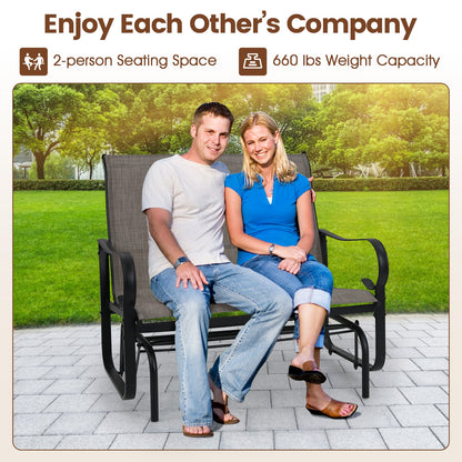 2-Person Outdoor Glider Bench with High Backrest, Brown Patio Rocking Chairs & Gliders at Gallery Canada