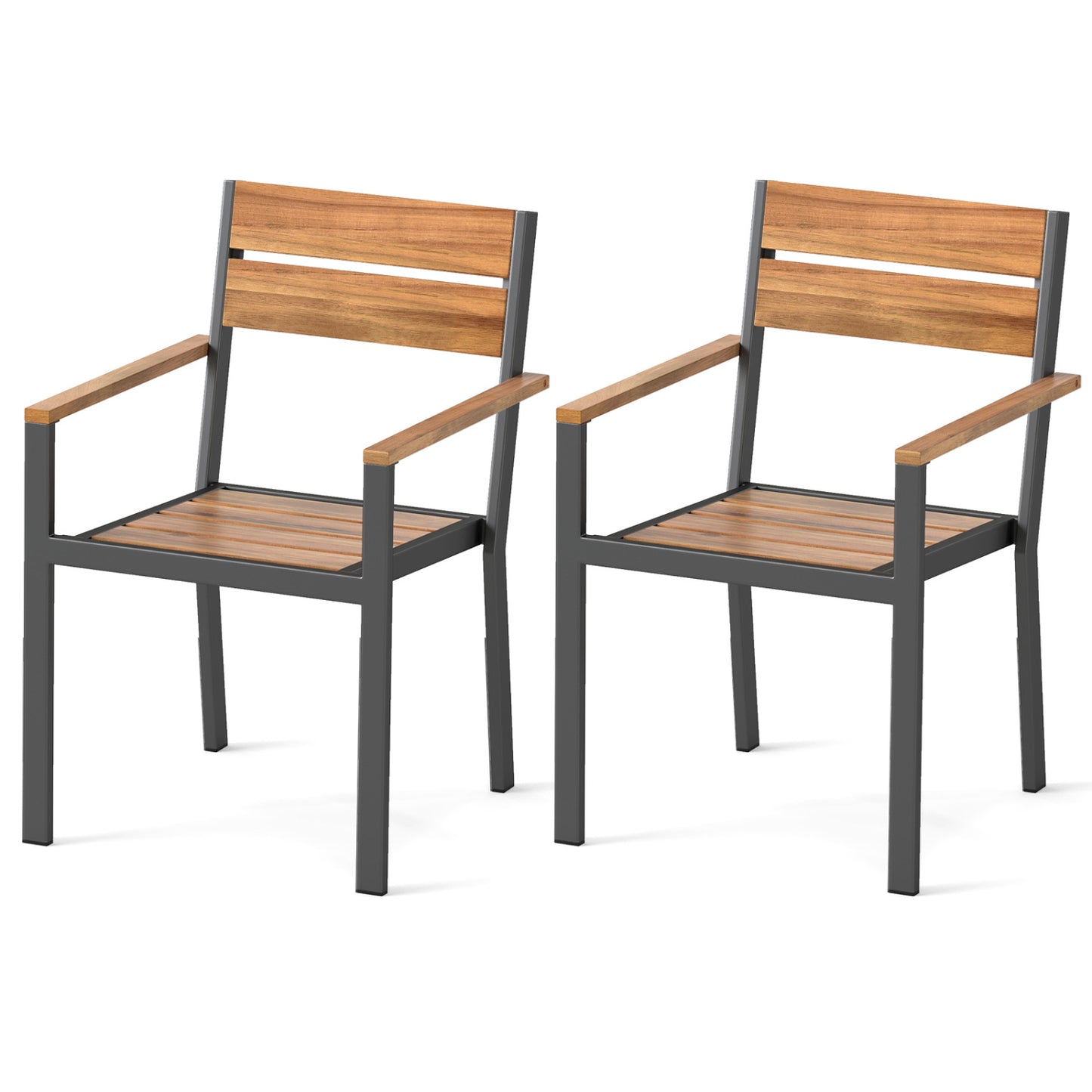 2 piece Outside Patio Dining Chair with Acacia Armrest for Backyard Garden Patio Dining Chairs at Gallery Canada