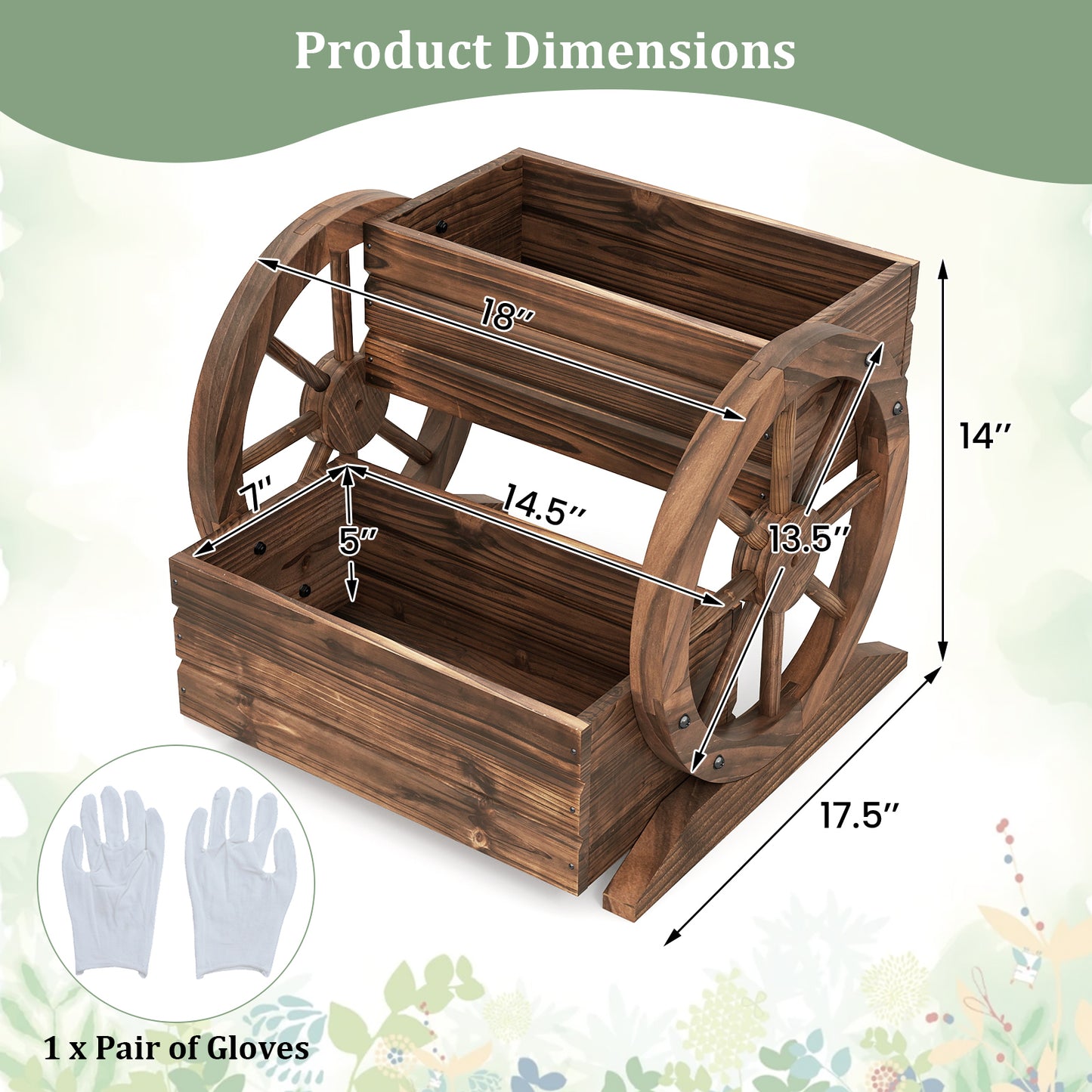 2-Tier Raised Garden Bed Rustic Wood Wagon Shape with Drainage Holes and Wheels, Coffee Raised Garden Beds at Gallery Canada