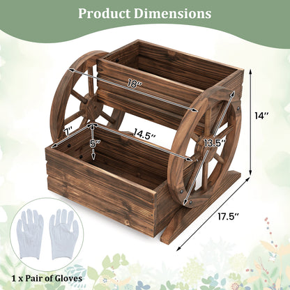 2-Tier Raised Garden Bed Rustic Wood Wagon Shape with Drainage Holes and Wheels, Coffee Raised Garden Beds at Gallery Canada