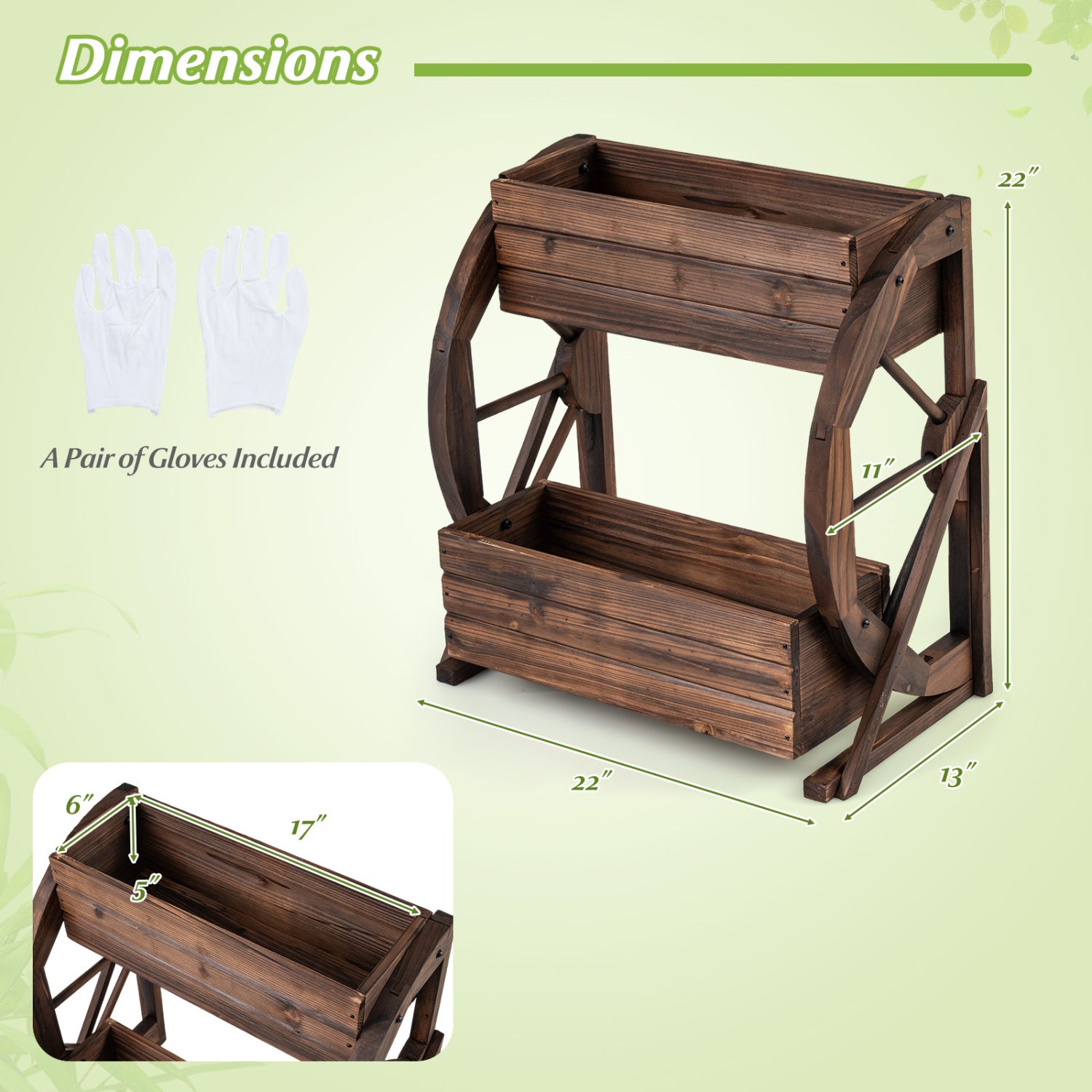 2-tier Raised Garden Bed Rustic Wood Wagon Planter with Drainage Holes and Semi-wheels, Coffee Raised Garden Beds at Gallery Canada
