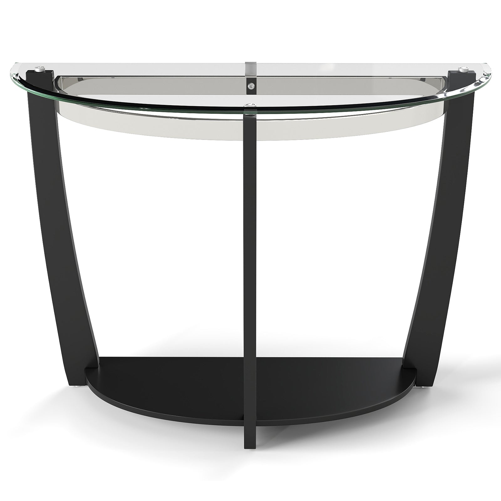 2-tier Tempered Glass Console Table with Clear Glass Top and Open Shelf, Black End & Side Tables at Gallery Canada