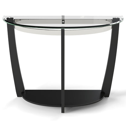 2-tier Tempered Glass Console Table with Clear Glass Top and Open Shelf, Black End & Side Tables at Gallery Canada
