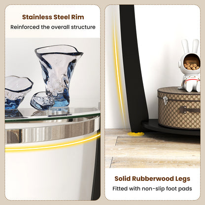 2-tier Tempered Glass Console Table with Clear Glass Top and Open Shelf, Black End & Side Tables at Gallery Canada