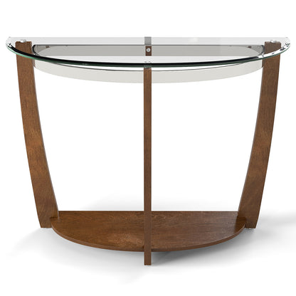 2-tier Tempered Glass Console Table with Clear Glass Top and Open Shelf, Walnut End & Side Tables at Gallery Canada