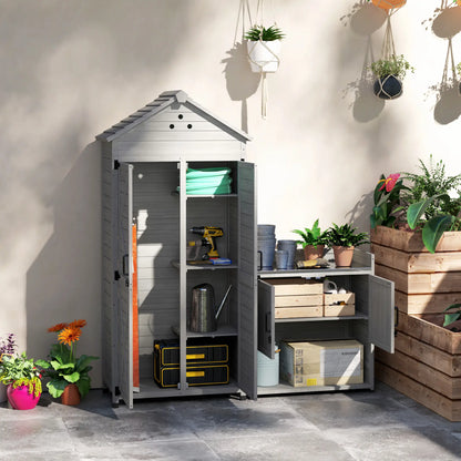 Outdoor Storage Cabinet, Wood Garden Shed with Shelves, 2-in-1 Sheds at Gallery Canada