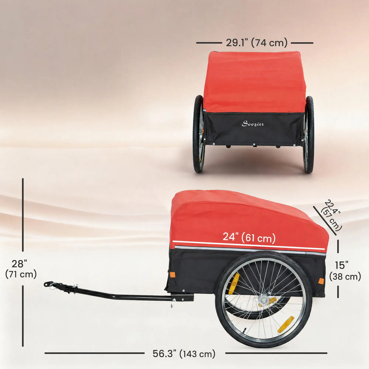 Bike Trailer, Cargo Trailer with 45 Gal Storage Box, 20" Tires, 88 lbs Capacity Bike Cargo Trailers at Gallery Canada