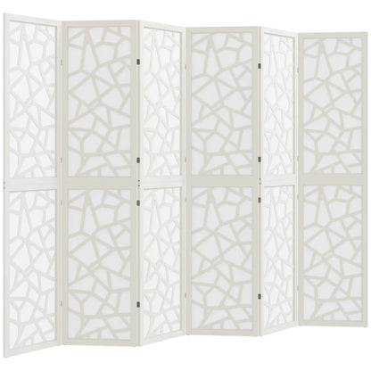 6 Panel Room Divider, 5.6 FT, Geometric Pattern Privacy Screen, White Room Dividers White at Gallery Canada