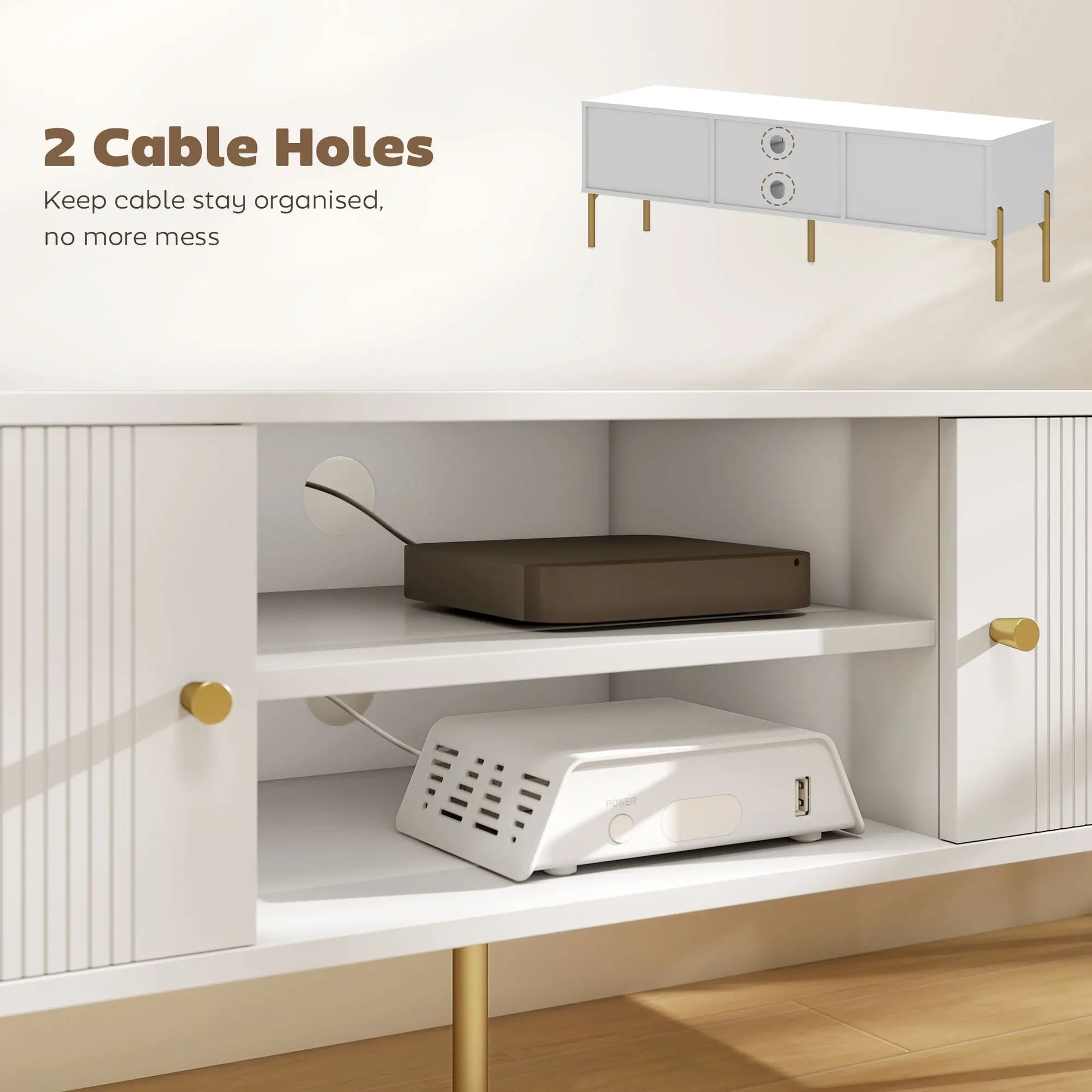 TV Stand for 65 Inch TVs, Entertainment Center with Shelves and Cabinets, White TV Stands at Gallery Canada