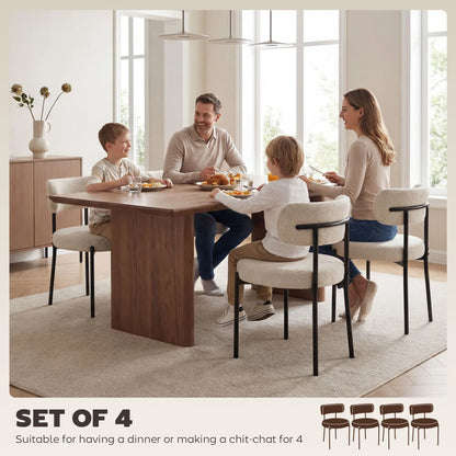 Modern Dining Chairs, Berber Fleece Upholstery, Steel Legs, 4 Pieces, Beige Dining Chairs at Gallery Canada