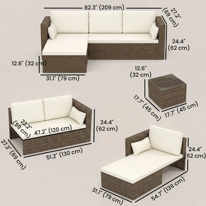 Modern Rattan Sofa Set, 3pcs, Wicker Patio Furniture with Coffee Table Patio Furniture Sets at Gallery Canada