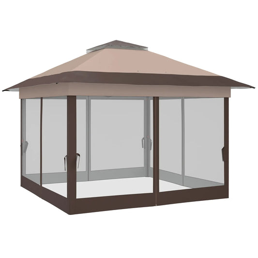 12' x 12' Foldable Pop-up Party Tent, Steel Frame, Khaki Pop Up Canopies Khaki at Gallery Canada