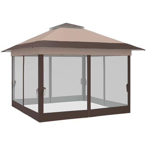 12' x 12' Foldable Pop-up Party Tent, Steel Frame, Khaki