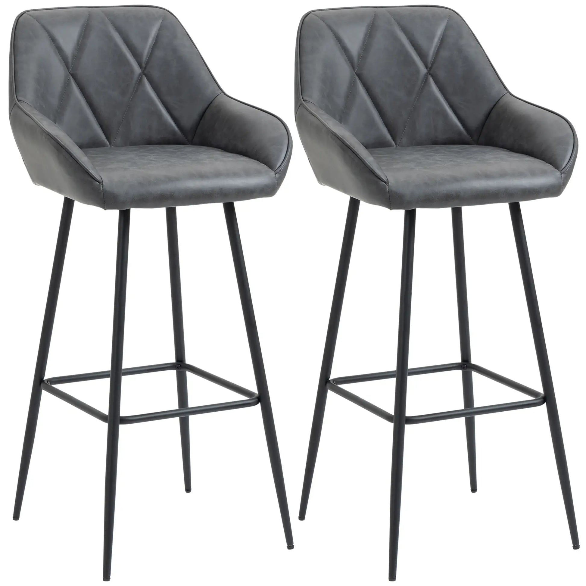 Retro Bar Stools Set of 2, 30" (76 cm.), Kitchen Island Chairs with Backs, Grey Bar Stools at Gallery Canada