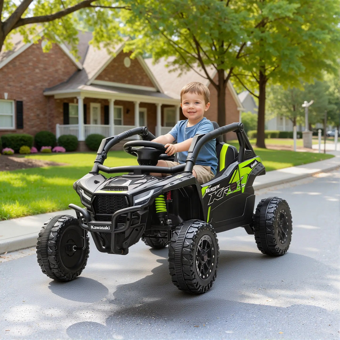 12V Ride On Truck, KAWASAKI TERYX KRX 2WD Kids Electric Car, Black Electric Toy Cars at Gallery Canada