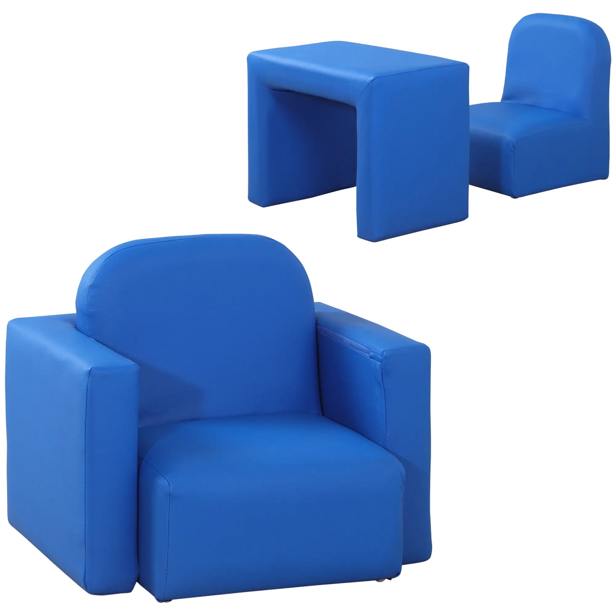 Kids Sofa, 2-in-1 Toddler Table and Chair, Armchair for 3-9 Years, Blue Kids Chairs & Seating Blue at Gallery Canada