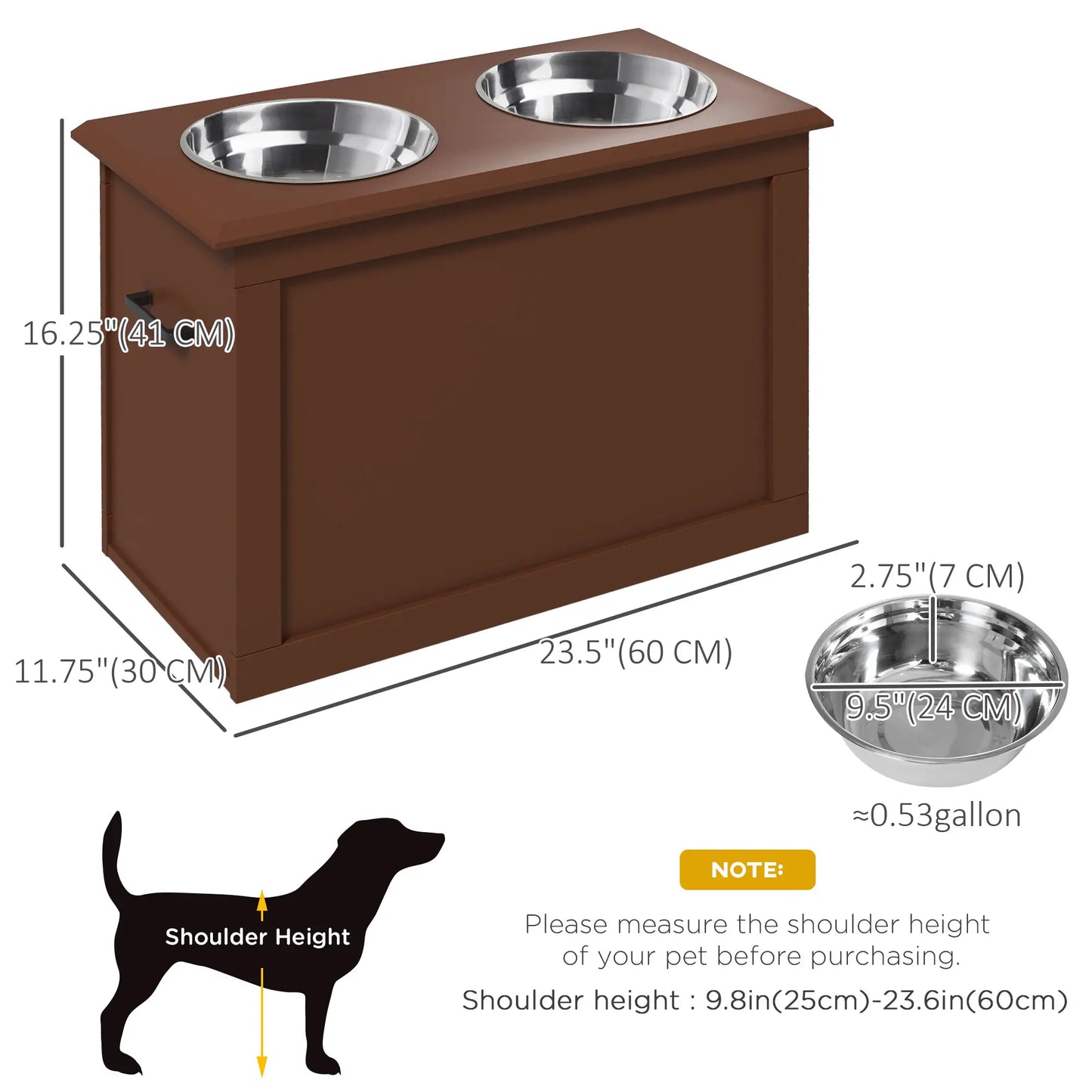 Elevated Dog Bowls with Storage, 2 Stainless Steel, Large, Brown Dog Bowls at Gallery Canada
