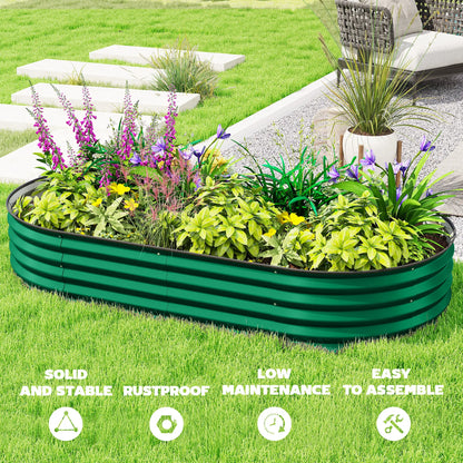 6' x 3' x 1' Galvanized Raised Garden Bed, Green Outdoor Planter Box, Green