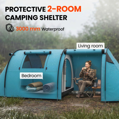 3-4 Person 2 Room Camping Tent, 3000Mm Waterproof, Sky Blue Camping Tents at Gallery Canada